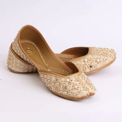 Golden Embroidered Ladies Punjabi Khussa